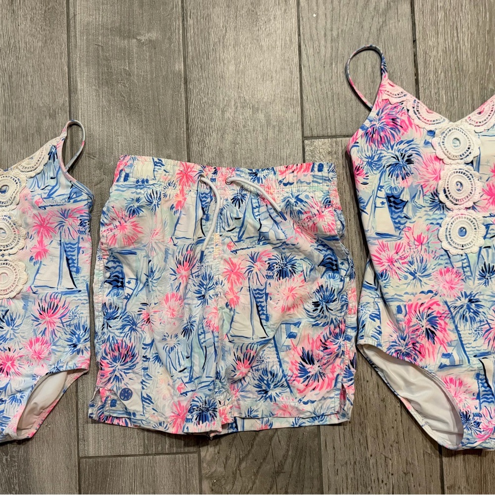 Lilly Pulitzer Boys and Girls Swimsuit Set - 2 6 7 8 Sailboats Family Match